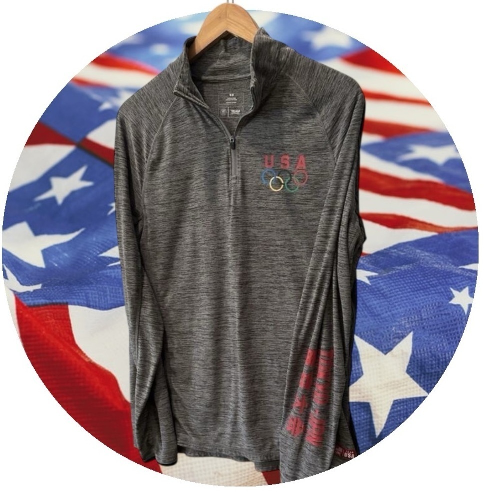 Nike Gray Quarter Zip Pullover Large Team USA Tokyo 2020 Logo